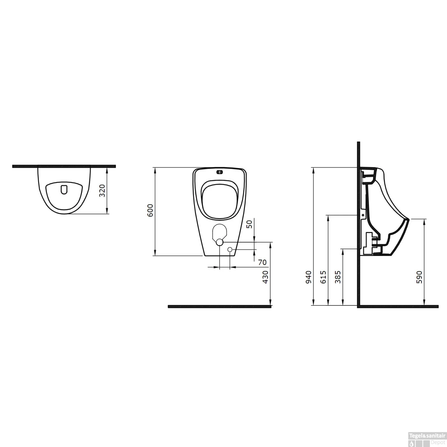 Urinoir Boss & Wessing Bocchi Met Bovenaansluiting Mat Grijs 4 Urinoir Boss & Wessing Bocchi Met Bovenaansluiting Mat Grijs - Afbeelding 2