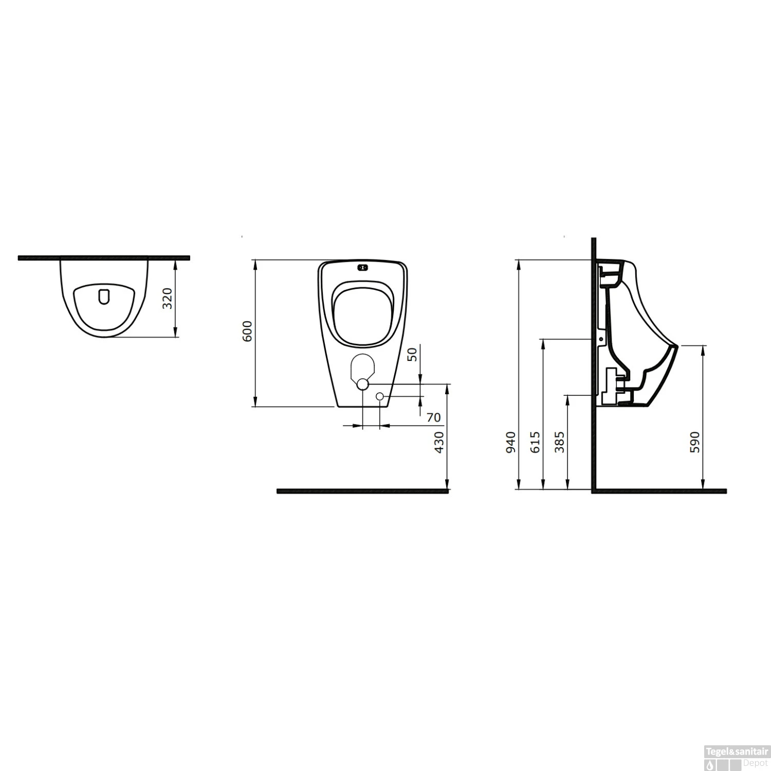 Urinoir Boss & Wessing Bocchi Met Bovenaansluiting Mat Zwart 4 Urinoir Boss & Wessing Bocchi Met Bovenaansluiting Mat Zwart - Afbeelding 2