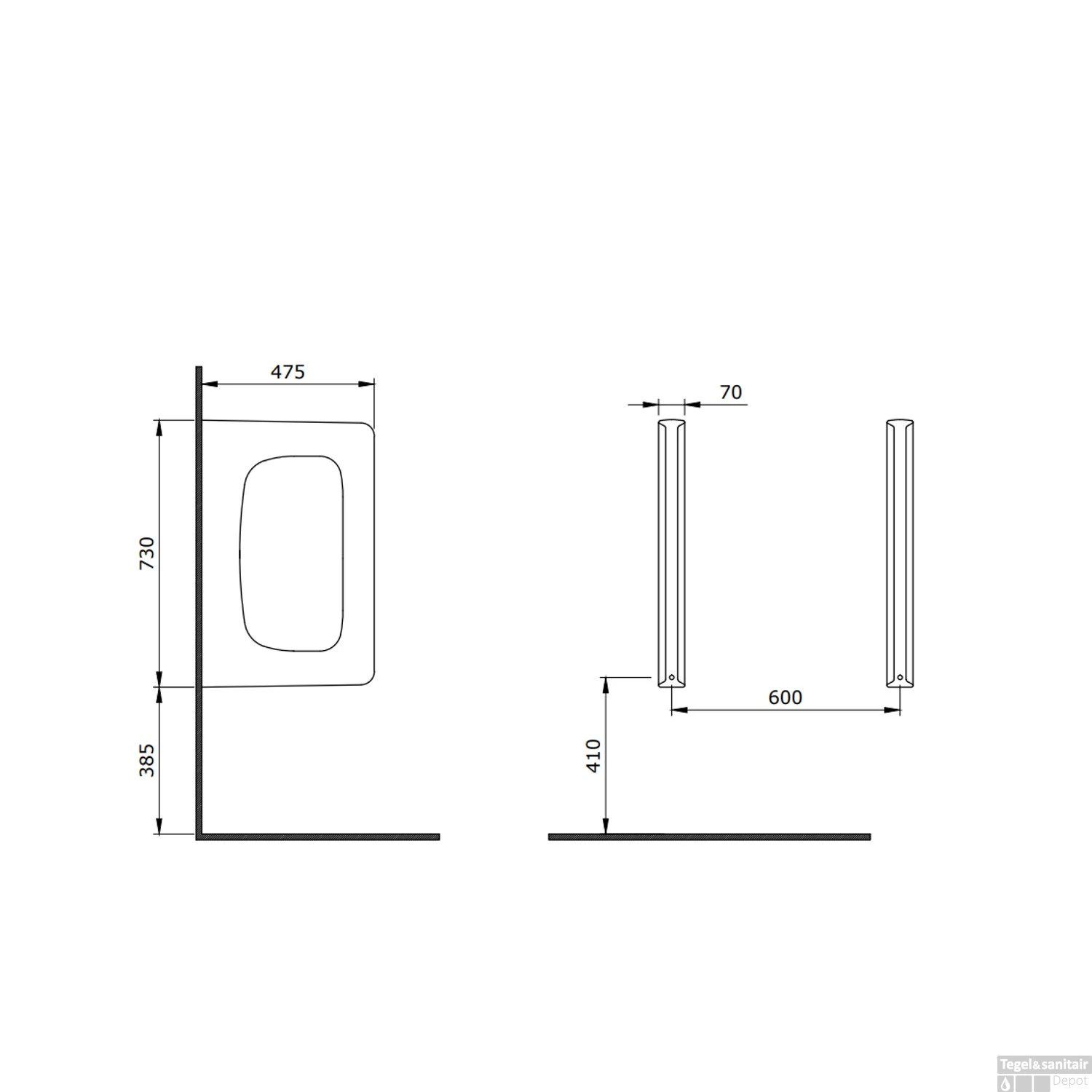 Urinoirscherm Boss & Wessing Bocchi Mat Zwart 5 Urinoirscherm Boss & Wessing Bocchi Mat Zwart - Afbeelding 3