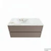 MONDIAZ VICA-DLUX 100cm Badmeubel Onderkast Smoke 2 Lades. Inbouw Wastafel CLOUD Links 1 Kraangat, Kleur Frappe. -Geberiter Meubels Geschaft vica dluxe inbouw cloud frappe smoke google 1 0012