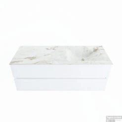 MONDIAZ VICA-DLUX 130cm Badmeubel Onderkast Talc 2 Lades. Inbouw Wastafel CLOUD Rechts Zonder Kraangat, Kleur Frappe, En Spiegel Model SPOT -Geberiter Meubels Geschaft vica dluxe inbouw cloud frappe talc google 1 0030