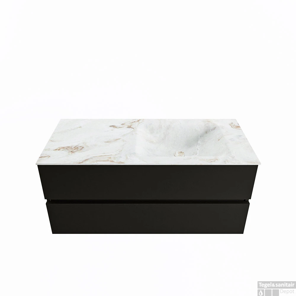 MONDIAZ VICA-DLUX 110cm Badmeubel Onderkast Urban 2 Lades. Inbouw Wastafel CLOUD Rechts Zonder Kraangat, Kleur Frappe, En Spiegel Model SPOT 4 MONDIAZ VICA-DLUX 110cm Badmeubel Onderkast Urban 2 Lades. Inbouw Wastafel CLOUD Rechts Zonder Kraangat, Kleur Frappe, En Spiegel Model SPOT - Afbeelding 2