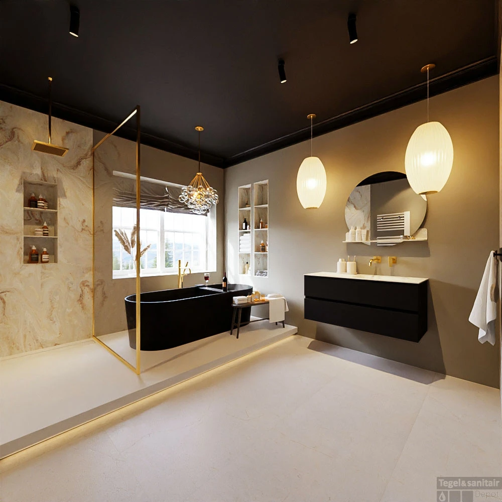 MONDIAZ VICA-DLUX 110cm Badmeubel Onderkast Urban 2 Lades. Inbouw Wastafel CLOUD Rechts Zonder Kraangat, Kleur Frappe, En Spiegel Model SPOT 10 MONDIAZ VICA-DLUX 110cm Badmeubel Onderkast Urban 2 Lades. Inbouw Wastafel CLOUD Rechts Zonder Kraangat, Kleur Frappe, En Spiegel Model SPOT - Afbeelding 8