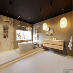 MONDIAZ VICA-DLUX 130cm Badmeubel Onderkast Washed Oak 4 Lades. Inbouw Wastafel CLOUD Links Zonder Kraangat, Kleur Frappe, En Spiegel Model SPOT -Geberiter Meubels Geschaft vica dluxe inbouw cloud frappe washed oak totaal 0050 12507514521940