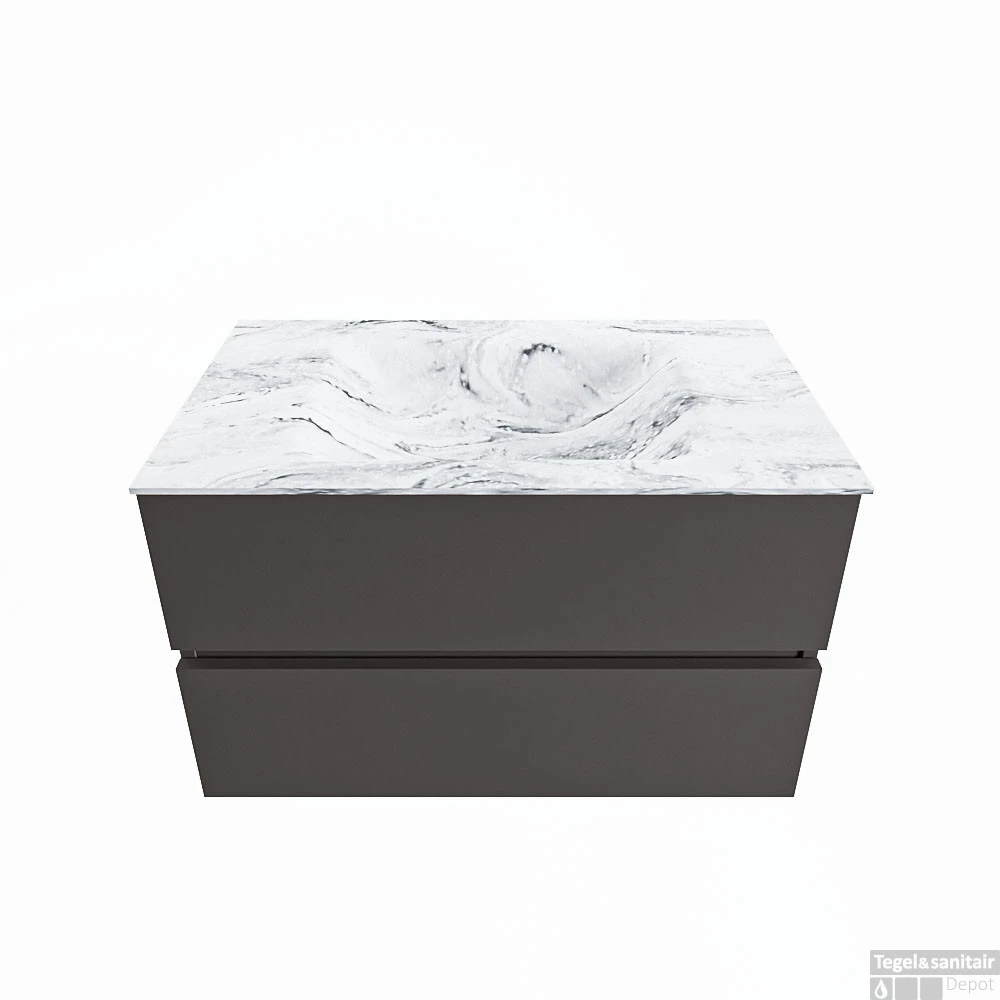 MONDIAZ VICA-DLUX 80cm Badmeubel Onderkast Dark Grey 2 Lades. Inbouw Wastafel CLOUD Midden 1 Kraangat, Kleur Glace, En Spiegel Model SPOT 4 MONDIAZ VICA-DLUX 80cm Badmeubel Onderkast Dark Grey 2 Lades. Inbouw Wastafel CLOUD Midden 1 Kraangat, Kleur Glace, En Spiegel Model SPOT - Afbeelding 2