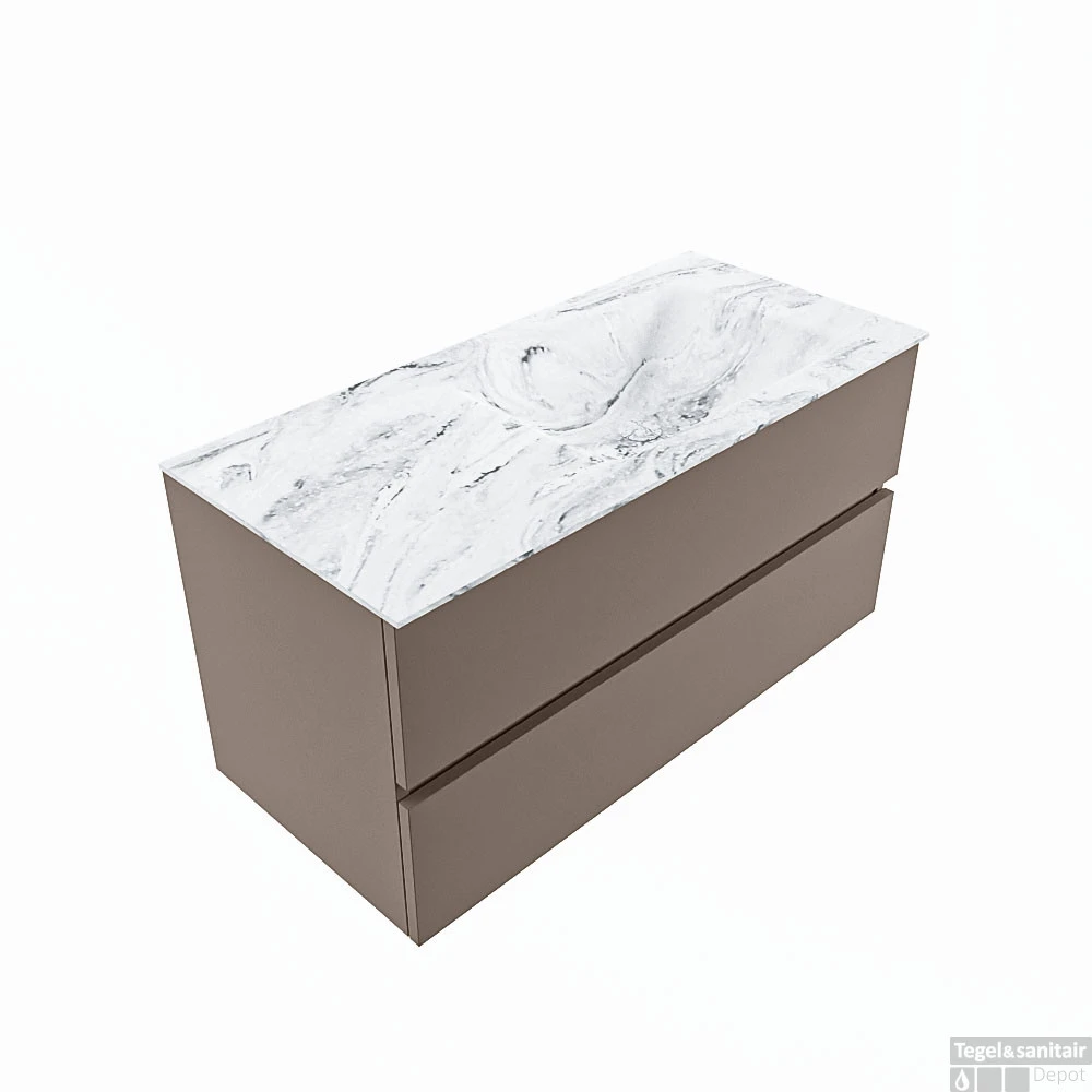 MONDIAZ VICA-DLUX 100cm Badmeubel Onderkast Smoke 2 Lades. Inbouw Wastafel CLOUD Rechts Zonder Kraangat, Kleur Glace. 6 MONDIAZ VICA-DLUX 100cm Badmeubel Onderkast Smoke 2 Lades. Inbouw Wastafel CLOUD Rechts Zonder Kraangat, Kleur Glace. - Afbeelding 4