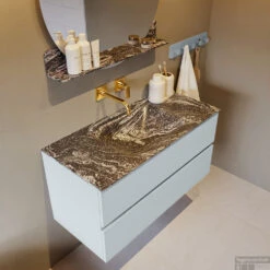 MONDIAZ VICA-DLUX 100cm Badmeubel Onderkast Clay 2 Lades. Inbouw Wastafel CLOUD Midden Zonder Kraangat, Kleur Lava, En Spiegel Model SPOT -Geberiter Meubels Geschaft vica dluxe inbouw cloud lava clay side2 0008 13132514389461