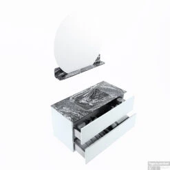 MONDIAZ VICA-DLUX 100cm Badmeubel Onderkast Clay 2 Lades. Inbouw Wastafel CLOUD Midden Zonder Kraangat, Kleur Lava, En Spiegel Model SPOT -Geberiter Meubels Geschaft vica dluxe inbouw cloud lava clay sp google 3 0008