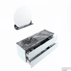 MONDIAZ VICA-DLUX 130cm Badmeubel Onderkast Clay 2 Lades. Inbouw Wastafel CLOUD Links 1 Kraangat, Kleur Lava, En Spiegel Model SPOT -Geberiter Meubels Geschaft vica dluxe inbouw cloud lava clay sp google 3 0033