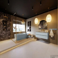 MONDIAZ VICA-DLUX 100cm Badmeubel Onderkast Clay 2 Lades. Inbouw Wastafel CLOUD Midden Zonder Kraangat, Kleur Lava, En Spiegel Model SPOT -Geberiter Meubels Geschaft vica dluxe inbouw cloud lava clay totaal 0008 13132514389461