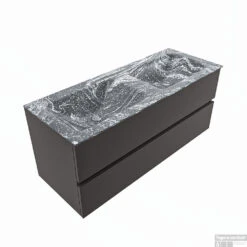 MONDIAZ VICA-DLUX 120cm Badmeubel Onderkast Dark Grey 2 Lades. Inbouw Wastafel CLOUD Dubbel Zonder Kraangat, Kleur Lava. -Geberiter Meubels Geschaft vica dluxe inbouw cloud lava dark grey google 2 0023
