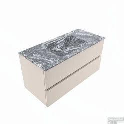 MONDIAZ VICA-DLUX 100cm Badmeubel Onderkast Linen 2 Lades. Inbouw Wastafel CLOUD Midden Zonder Kraangat, Kleur Lava. -Geberiter Meubels Geschaft vica dluxe inbouw cloud lava linen google 2 0008