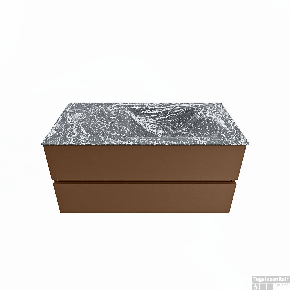 MONDIAZ VICA-DLUX 100cm Badmeubel Onderkast Rust 2 Lades. Inbouw Wastafel CLOUD Rechts Zonder Kraangat, Kleur Lava, En Spiegel Model SPOT 4 MONDIAZ VICA-DLUX 100cm Badmeubel Onderkast Rust 2 Lades. Inbouw Wastafel CLOUD Rechts Zonder Kraangat, Kleur Lava, En Spiegel Model SPOT - Afbeelding 2