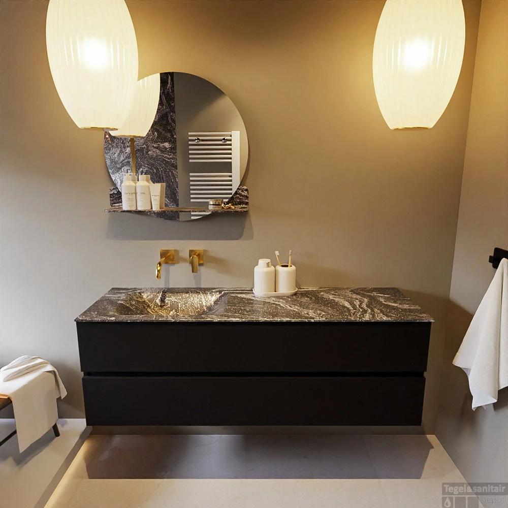 MONDIAZ VICA-DLUX 150cm Badmeubel Onderkast Urban 2 Lades. Inbouw Wastafel CLOUD Links Zonder Kraangat, Kleur Lava. 8 MONDIAZ VICA-DLUX 150cm Badmeubel Onderkast Urban 2 Lades. Inbouw Wastafel CLOUD Links Zonder Kraangat, Kleur Lava. - Afbeelding 6