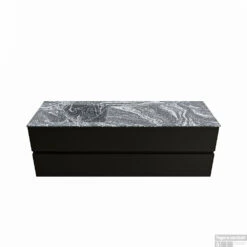 MONDIAZ VICA-DLUX 150cm Badmeubel Onderkast Urban 2 Lades. Inbouw Wastafel CLOUD Links Zonder Kraangat, Kleur Lava.