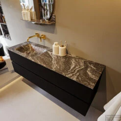 MONDIAZ VICA-DLUX 150cm Badmeubel Onderkast Urban 2 Lades. Inbouw Wastafel CLOUD Links Zonder Kraangat, Kleur Lava. 11 MONDIAZ VICA-DLUX 150cm Badmeubel Onderkast Urban 2 Lades. Inbouw Wastafel CLOUD Links Zonder Kraangat, Kleur Lava. -Geberiter Meubels Geschaft vica dluxe inbouw cloud lava urban side1 0037 13132514396656