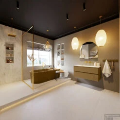 MONDIAZ VICA-DLUX 100cm Badmeubel Onderkast Oro 2 Lades. Inbouw Wastafel CLOUD Midden Zonder Kraangat, Kleur Opalo, En Spiegel Model SPOT -Geberiter Meubels Geschaft vica dluxe inbouw cloud opalo oro totaal 0008 13132514382769