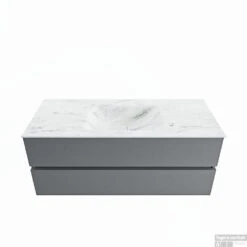 MONDIAZ VICA-DLUX 120cm Badmeubel Onderkast Plata 2 Lades. Inbouw Wastafel CLOUD Midden 1 Kraangat, Kleur Opalo.