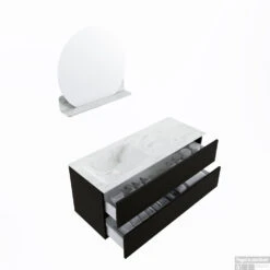 MONDIAZ VICA-DLUX 120cm Badmeubel Onderkast Urban 2 Lades. Inbouw Wastafel CLOUD Links Zonder Kraangat, Kleur Opalo, En Spiegel Model SPOT -Geberiter Meubels Geschaft vica dluxe inbouw cloud opalo urban sp google 3 0021