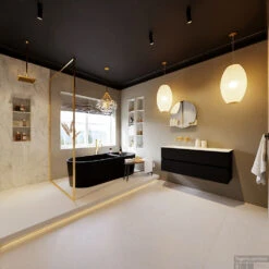 MONDIAZ VICA-DLUX 120cm Badmeubel Onderkast Urban 2 Lades. Inbouw Wastafel CLOUD Links Zonder Kraangat, Kleur Opalo, En Spiegel Model SPOT -Geberiter Meubels Geschaft vica dluxe inbouw cloud opalo urban totaal 0021 13132514381413