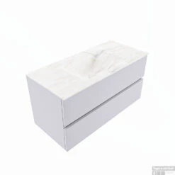 MONDIAZ VICA-DLUX 100cm Badmeubel Onderkast Cale 2 Lades. Inbouw Wastafel CLOUD Midden Zonder Kraangat, Kleur Ostra, En Spiegel Model SPOT
