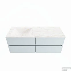 MONDIAZ VICA-DLUX 130cm Badmeubel Onderkast Clay 4 Lades. Inbouw Wastafel CLOUD Links 1 Kraangat, Kleur Ostra, En Spiegel Model SPOT -Geberiter Meubels Geschaft vica dluxe inbouw cloud ostra clay google 1 0053