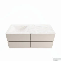 MONDIAZ VICA-DLUX 120cm Badmeubel Onderkast Linen 4 Lades. Inbouw Wastafel CLOUD Links Zonder Kraangat, Kleur Ostra.