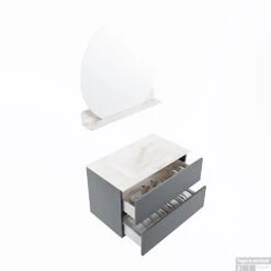 MONDIAZ VICA-DLUX 80cm Badmeubel Onderkast Plata 2 Lades. Inbouw Wastafel CLOUD Midden 1 Kraangat, Kleur Ostra, En Spiegel Model SPOT -Geberiter Meubels Geschaft vica dluxe inbouw cloud ostra plata sp google 3 0005