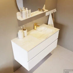 MONDIAZ VICA-DLUX 100cm Badmeubel Onderkast Talc 2 Lades. Inbouw Wastafel CLOUD Rechts 1 Kraangat, Kleur Ostra. 11 MONDIAZ VICA-DLUX 100cm Badmeubel Onderkast Talc 2 Lades. Inbouw Wastafel CLOUD Rechts 1 Kraangat, Kleur Ostra. -Geberiter Meubels Geschaft vica dluxe inbouw cloud ostra talc side2 0013 13132514387940