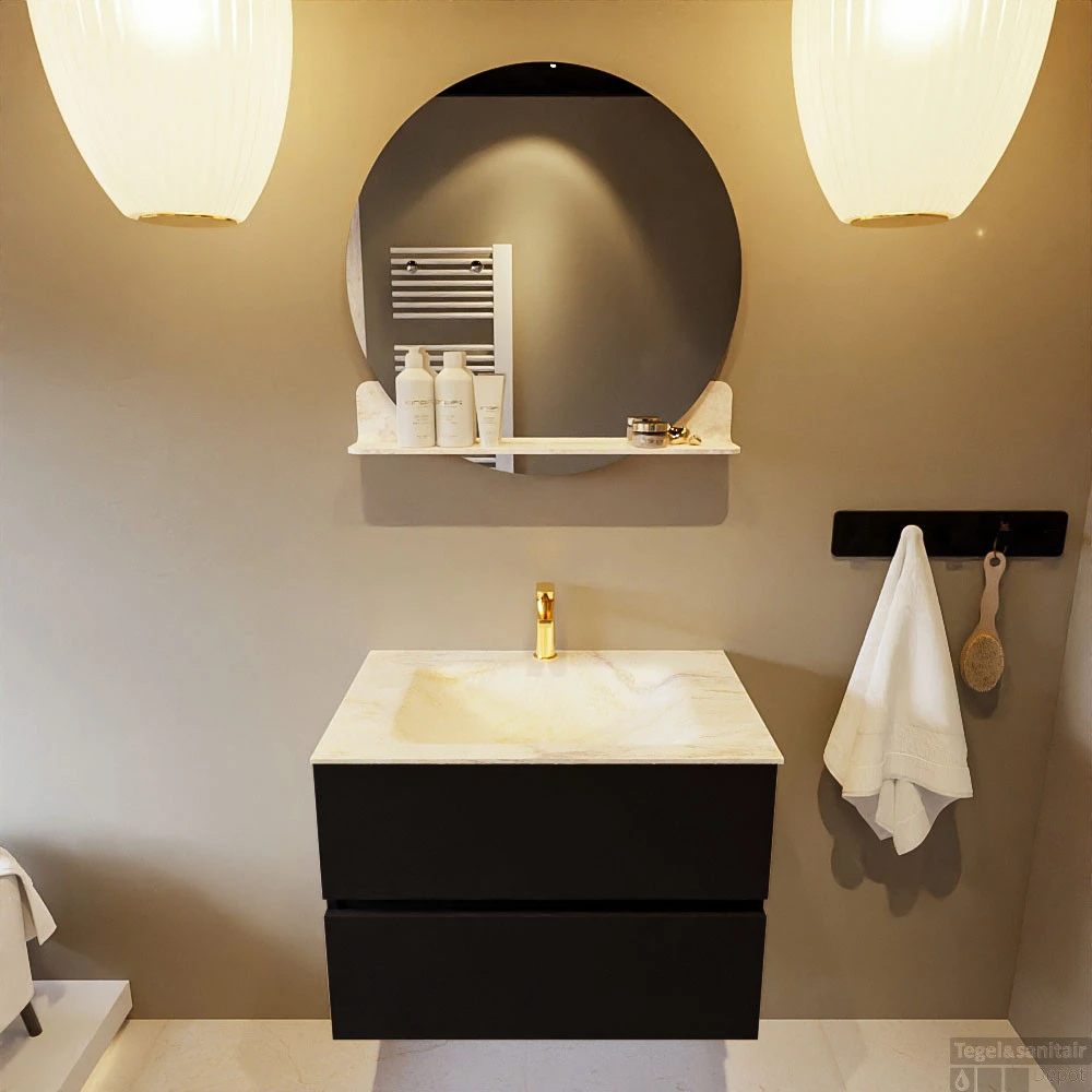 MONDIAZ VICA-DLUX 70cm Badmeubel Onderkast Urban 2 Lades. Inbouw Wastafel CLOUD Midden 1 Kraangat, Kleur Ostra, En Spiegel Model SPOT 8 MONDIAZ VICA-DLUX 70cm Badmeubel Onderkast Urban 2 Lades. Inbouw Wastafel CLOUD Midden 1 Kraangat, Kleur Ostra, En Spiegel Model SPOT - Afbeelding 6