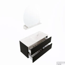 MONDIAZ VICA-DLUX 100cm Badmeubel Onderkast Urban 2 Lades. Inbouw Wastafel CLOUD Rechts Zonder Kraangat, Kleur Ostra, En Spiegel Model SPOT -Geberiter Meubels Geschaft vica dluxe inbouw cloud ostra urban sp google 3 0010