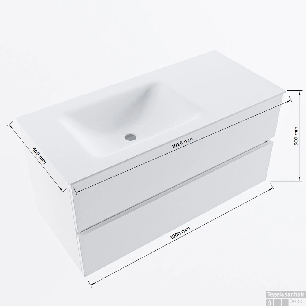 MONDIAZ VICA-DLUX 100cm Badmeubel Onderkast Smoke 2 Lades. Inbouw Wastafel CLOUD Links 1 Kraangat, Kleur Frappe. 9 MONDIAZ VICA-DLUX 100cm Badmeubel Onderkast Smoke 2 Lades. Inbouw Wastafel CLOUD Links 1 Kraangat, Kleur Frappe. - Afbeelding 7