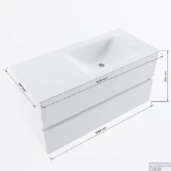 MONDIAZ VICA-DLUX 100cm Badmeubel Onderkast Talc 2 Lades. Inbouw Wastafel CLOUD Rechts 1 Kraangat, Kleur Ostra. 15 MONDIAZ VICA-DLUX 100cm Badmeubel Onderkast Talc 2 Lades. Inbouw Wastafel CLOUD Rechts 1 Kraangat, Kleur Ostra. -Geberiter Meubels Geschaft vicadluxe100cmrightmaattekening 8151264472152