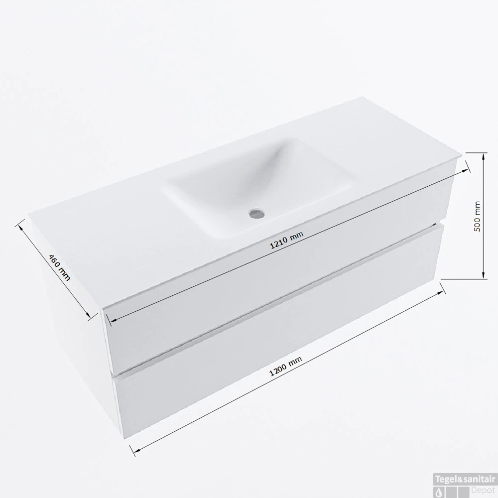 MONDIAZ VICA 120cm Badmeubel Onderkast Underlayment 2 Lades. Wastafel CLOUD Midden 1 Kraangat, Kleur Talc. 9 MONDIAZ VICA 120cm Badmeubel Onderkast Underlayment 2 Lades. Wastafel CLOUD Midden 1 Kraangat, Kleur Talc. - Afbeelding 7