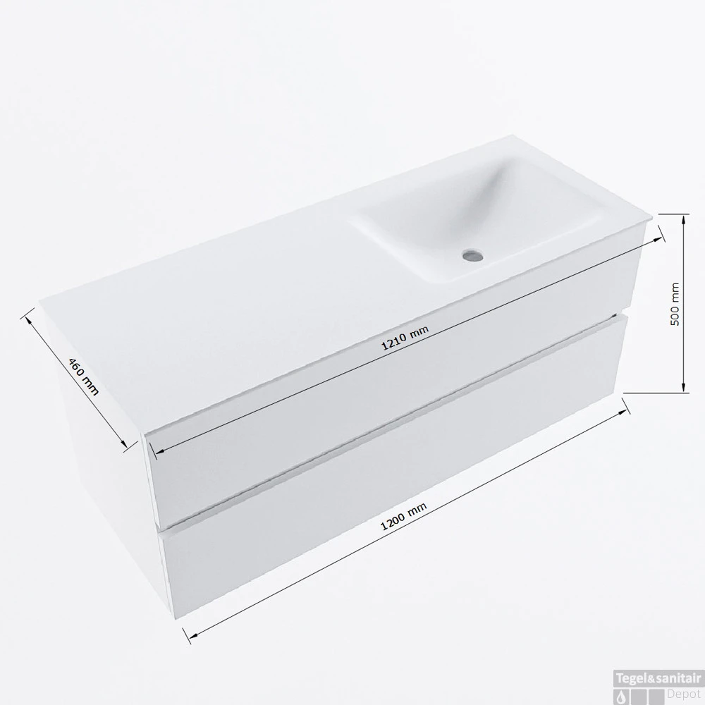 MONDIAZ VICA-DLUX 120cm Badmeubel Onderkast Smoke 2 Lades. Inbouw Wastafel CLOUD Rechts Zonder Kraangat, Kleur Opalo. 9 MONDIAZ VICA-DLUX 120cm Badmeubel Onderkast Smoke 2 Lades. Inbouw Wastafel CLOUD Rechts Zonder Kraangat, Kleur Opalo. - Afbeelding 7