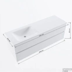 MONDIAZ VICA 140cm Badmeubel Onderkast Rosee 2 Lades. Wastafel CLOUD Links 1 Kraangat, Kleur Talc. 15 MONDIAZ VICA 140cm Badmeubel Onderkast Rosee 2 Lades. Wastafel CLOUD Links 1 Kraangat, Kleur Talc. -Geberiter Meubels Geschaft vicadluxe140cmleftmaattekening 11276264471413