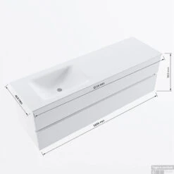 MONDIAZ VICA 150cm Badmeubel Onderkast Clay 2 Lades. Wastafel CLOUD Links 1 Kraangat, Kleur Talc. 15 MONDIAZ VICA 150cm Badmeubel Onderkast Clay 2 Lades. Wastafel CLOUD Links 1 Kraangat, Kleur Talc. -Geberiter Meubels Geschaft vicadluxe150cmleftmaattekening 8151264475508 1