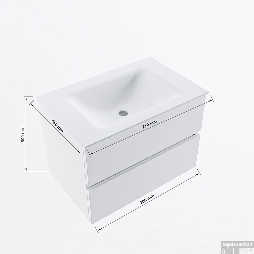 MONDIAZ VICA-DLUX 70cm Badmeubel Onderkast Urban 2 Lades. Inbouw Wastafel CLOUD Midden 1 Kraangat, Kleur Ostra, En Spiegel Model SPOT 11 MONDIAZ VICA-DLUX 70cm Badmeubel Onderkast Urban 2 Lades. Inbouw Wastafel CLOUD Midden 1 Kraangat, Kleur Ostra, En Spiegel Model SPOT - Afbeelding 9