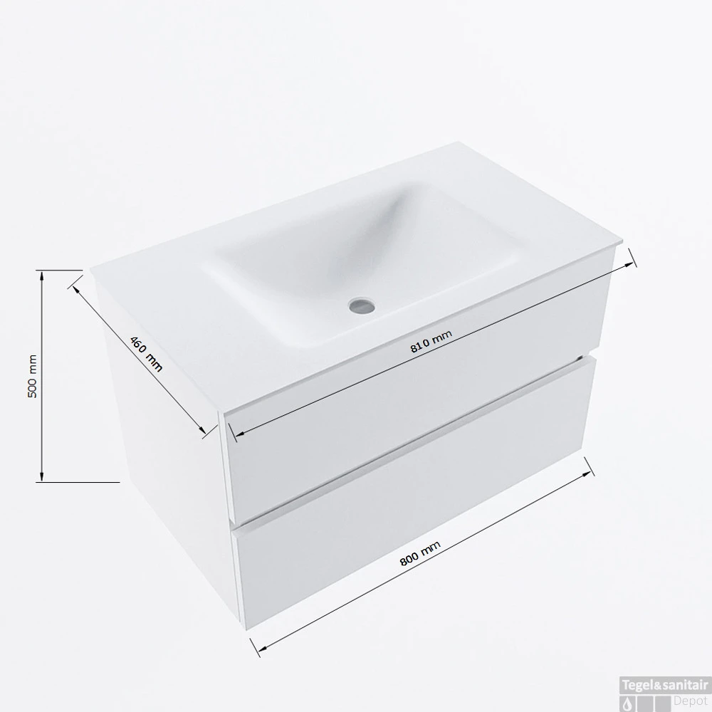 MONDIAZ VICA 80cm Badmeubel Onderkast Plata 2 Lades. Wastafel CLOUD Midden 1 Kraangat, Kleur Talc Met Spiegel LED. 10 MONDIAZ VICA 80cm Badmeubel Onderkast Plata 2 Lades. Wastafel CLOUD Midden 1 Kraangat, Kleur Talc Met Spiegel LED. - Afbeelding 8