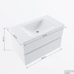 MONDIAZ VICA 80cm Badmeubel Onderkast Smag 2 Lades. Wastafel CLOUD Midden Zonder Kraangat, Kleur Talc. -Geberiter Meubels Geschaft vicadluxe80cmcentermaattekening 8151264472010