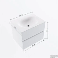 MONDIAZ VICA 60cm Badmeubel Onderkast Army 2 Lades. Wastafel MOON Midden Zonder Kraangat, Kleur Talc. -Geberiter Meubels Geschaft vicamoon60midden2maattekening 12526264450962 1