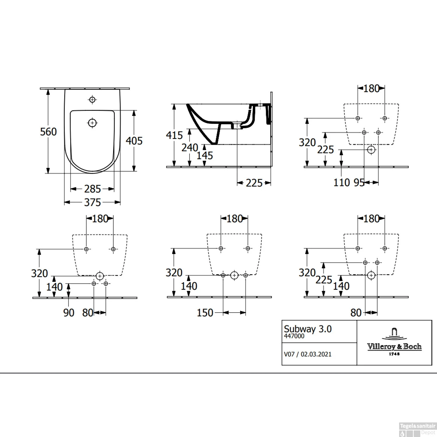 Wandbidet Villeroy & Boch Subway 3.0 56x37.5x27cm Wit Alpin 9 Wandbidet Villeroy & Boch Subway 3.0 56x37.5x27cm Wit Alpin - Afbeelding 7