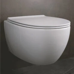 Wandcloset Globo 4 ALL 48x37 Cm Rimless Wit (Exl. Zitting) 6 Wandcloset Globo 4 ALL 48x37 Cm Rimless Wit (Exl. Zitting) -Geberiter Meubels Geschaft wandcloset globo 4 all 48x37 cm rimless wit shop