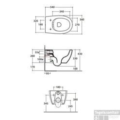 Wandcloset Globo Specials 54x36 Cm Rimless Mat Goud Met Wit -Geberiter Meubels Geschaft wandcloset globo specials 54x36 cm rimless tech