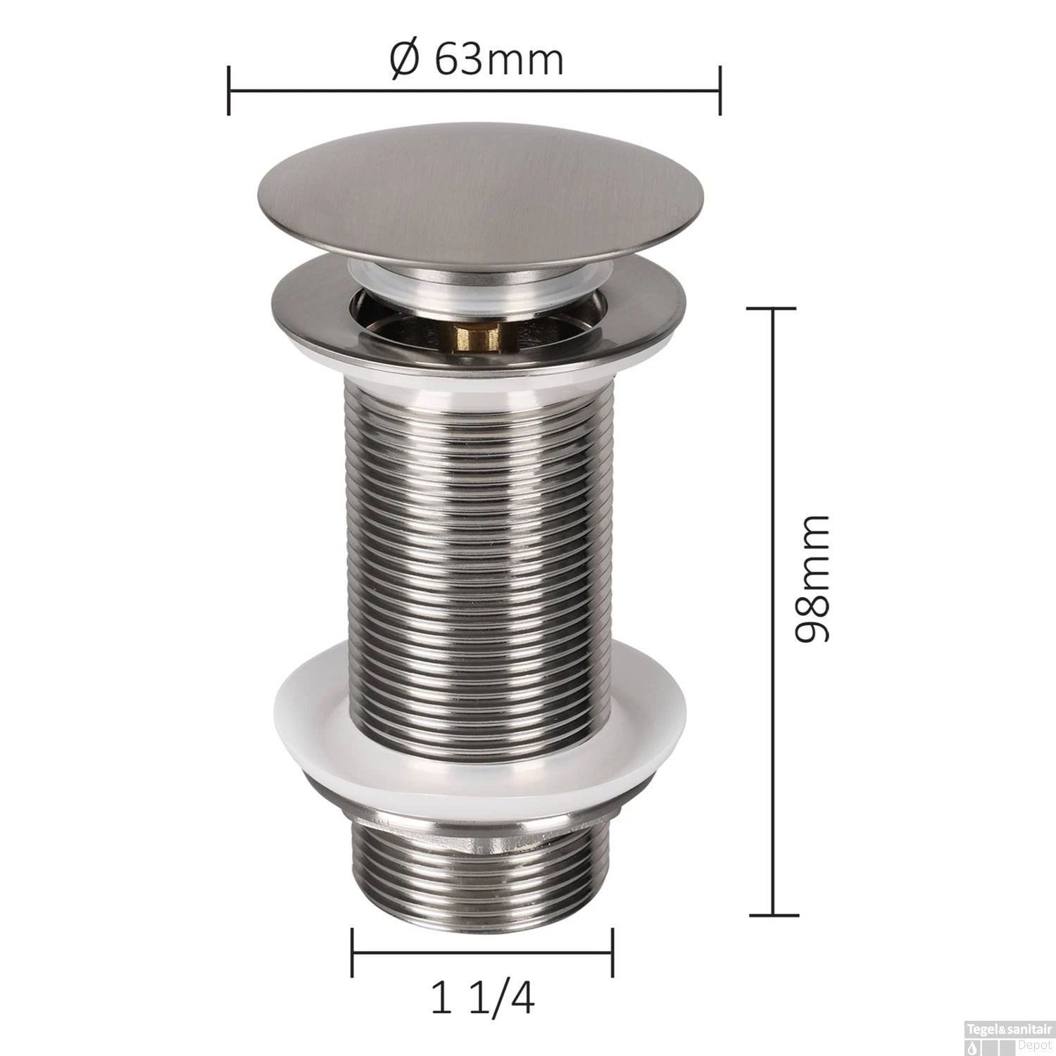 Wastafel Afvoerplug Differnz Pop Up Design 9.8 Cm Mat Chroom 4 Wastafel Afvoerplug Differnz Pop Up Design 9.8 Cm Mat Chroom - Afbeelding 2