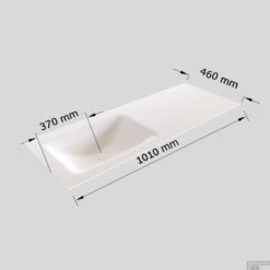 Badkamermeubel Solid Surface BWS Stockholm 100x46 Cm Links Wood Washed Oak (1 Kraangat) -Geberiter Meubels Geschaft wastafel links 100 cm tech 18