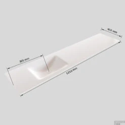 Badkamermeubel Solid Surface BWS Stockholm 120x46 Cm Links Mat Groen 4 Laden (zonder Kraangaten) -Geberiter Meubels Geschaft wastafel links 120 cm 4 lades tech 15