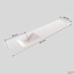 Badkamermeubel Solid Surface BWS Stockholm 200x46 Cm Mat Antraciet Wasbak Links (1 Kraangat, 4 Lades) -Geberiter Meubels Geschaft wastafel links 200 cm 4 lades tech 16