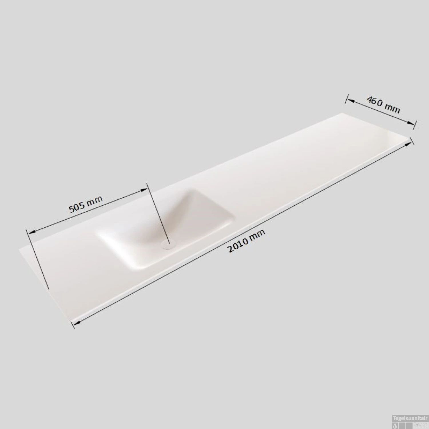 Badkamermeubel Solid Surface BWS Stockholm 200x46 Cm Mat Wit Wasbak Links (1 Kraangat, 4 Lades) 8 Badkamermeubel Solid Surface BWS Stockholm 200x46 Cm Mat Wit Wasbak Links (1 Kraangat, 4 Lades) - Afbeelding 6