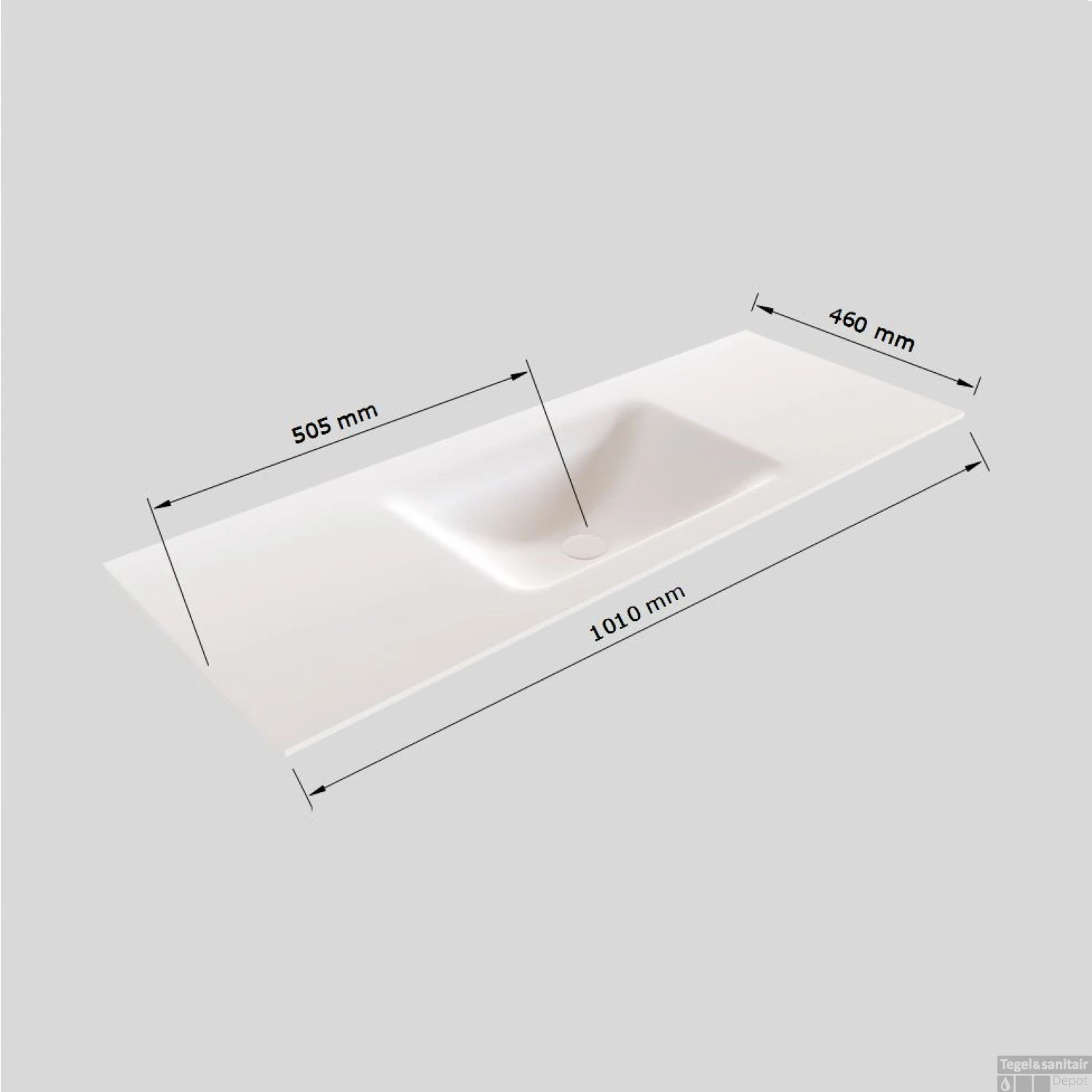 Badkamermeubel Solid Surface BWS Oslo 100x46 Cm Midden Mat Wit (zonder Kraangaten) 9 Badkamermeubel Solid Surface BWS Oslo 100x46 Cm Midden Mat Wit (zonder Kraangaten) - Afbeelding 7